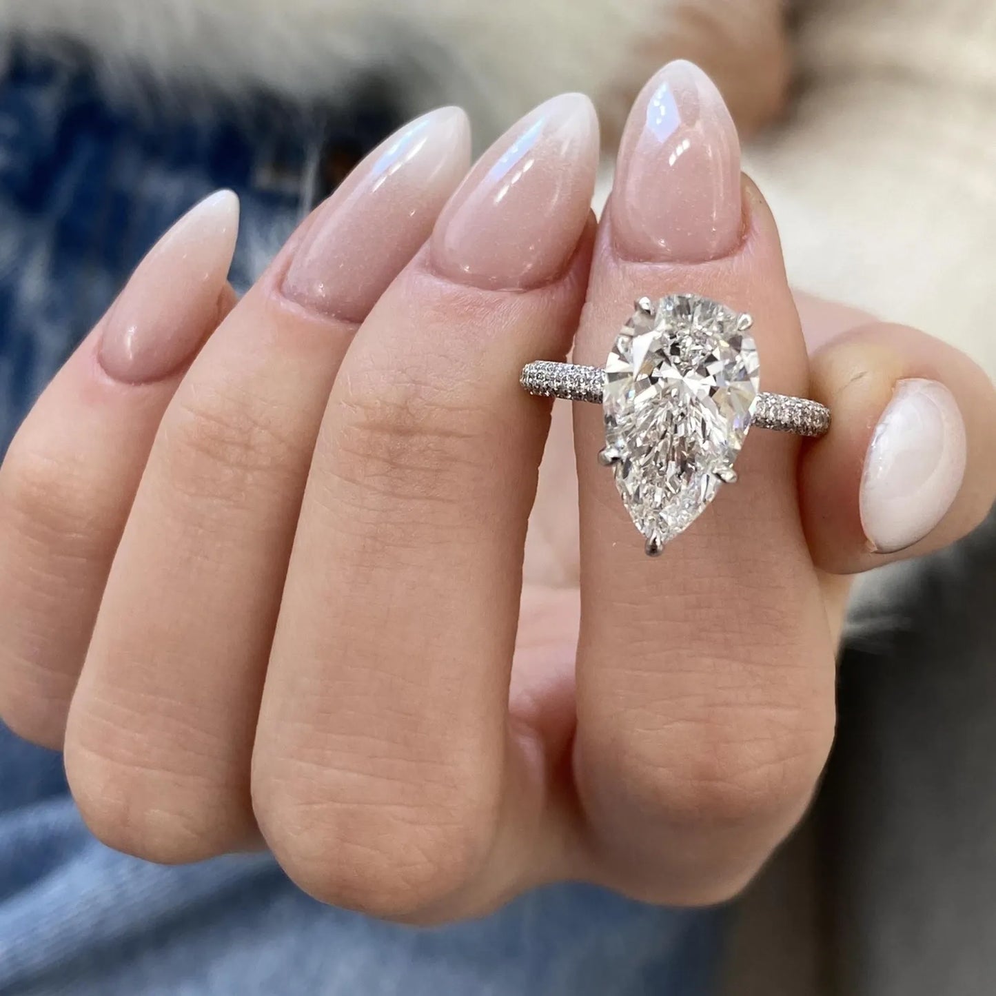 Pear Lab-Created Diamond Proposal Ring