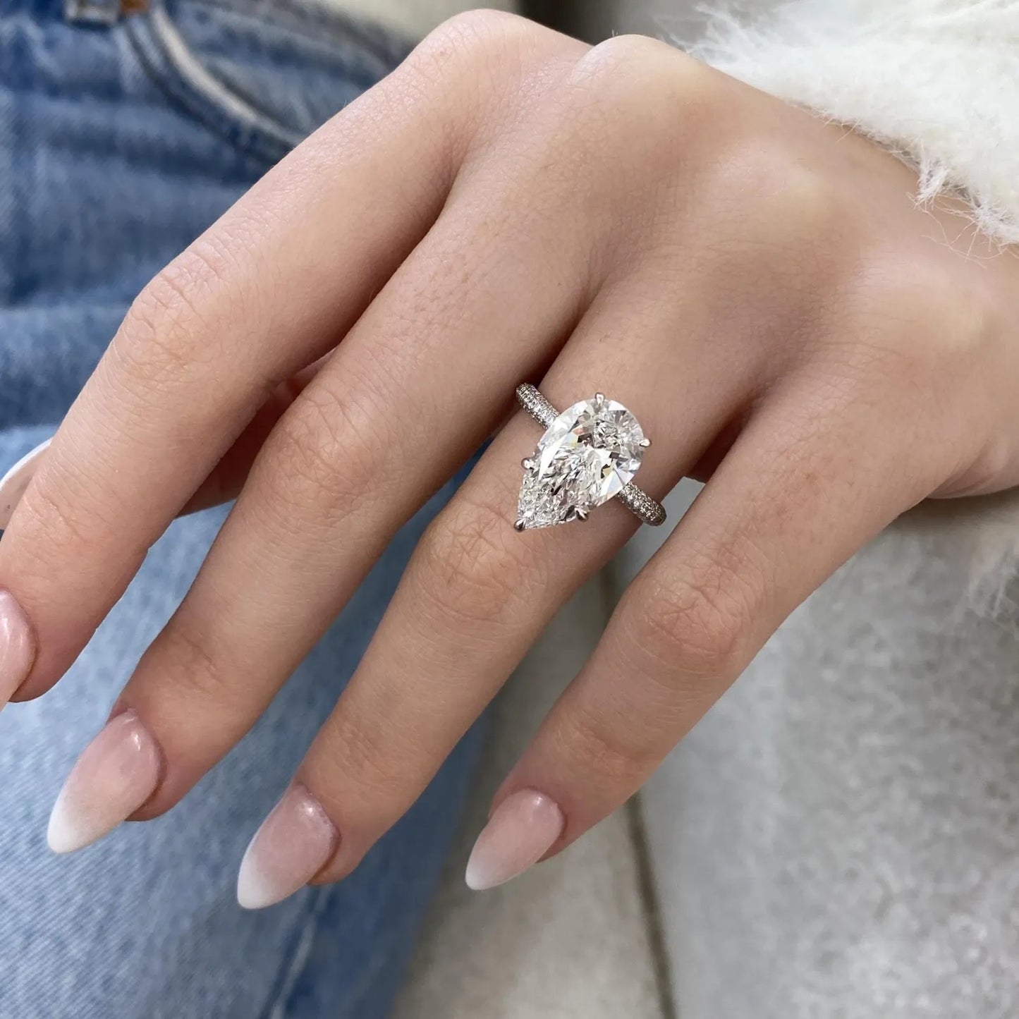 Pear Lab-Created Diamond Proposal Ring