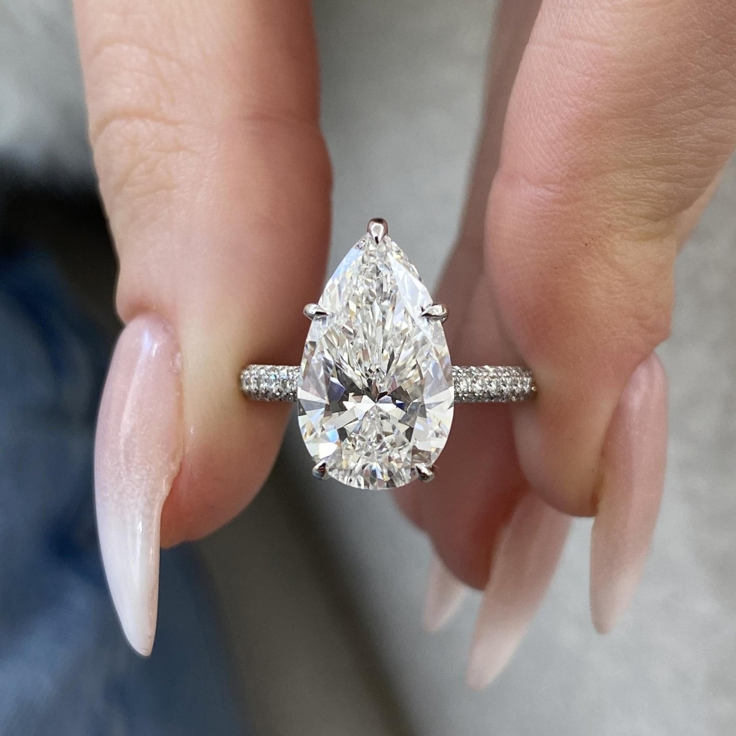 Pear Lab-Created Diamond Proposal Ring